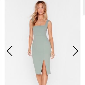 NWT Nasty gal Squarin to go bodycon midi dress